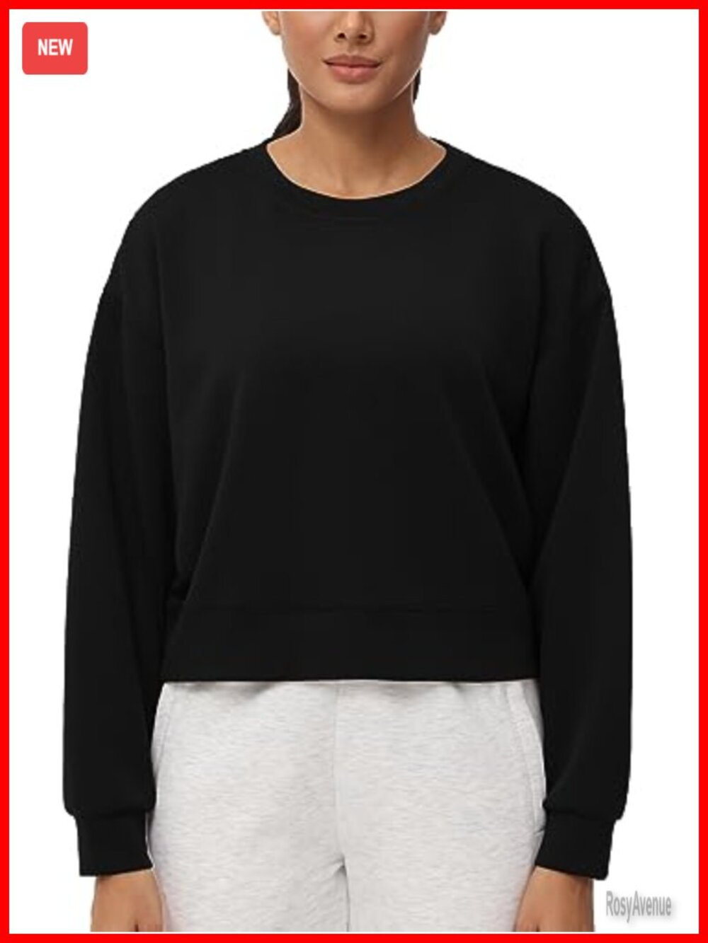 THE GYM PEOPLE Cropped Crewneck Sweatshirt Boxy Fit Workout Top